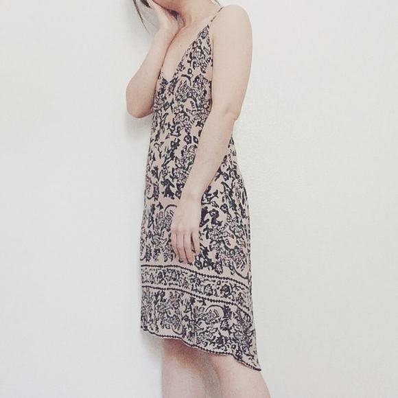 NWT Soft rayon boho sun dress tan/navy/green - Picture 3 of 8